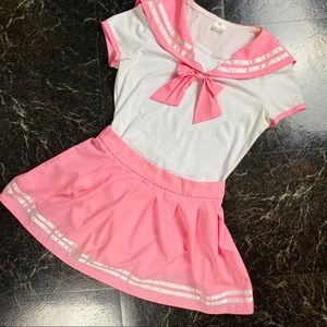 New! Super cute pink Japanese school girl uniform